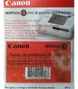 3 YEAR POWERSHOT SERIES A/PRINTED. SELPHY/INYEC. CANON WARRANTY (SP3-2)