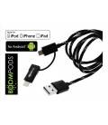 BOOMPODS CABLE DUO  TRENZADO 1M LIGHTNING/MICRO USB A USB