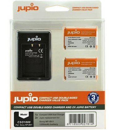 JUPIO DUAL USB CHARGER KIT + 2 NP-BX1 BATTERIES