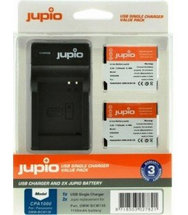 JUPIO  2 BATERIAS DMW-BCM13E PANASONIC +  KIT CARGADOR USB 1150MAH (CPA1000) 