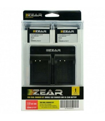 ZEAR KIT CANON  2 BATERIAS LP-E17 + CARGADOR DUAL USB