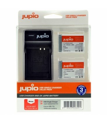 JUPIO 2 BATERIAS NB-13L + CARGADOR USB KIT (CA1007)