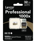 LEXAR MICRO SDHC 32 GB 150M/S + LECTOR USB 3.0