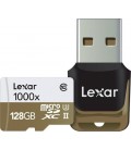 LEXAR TARJETA MICRO SDXC 128 GB 150M/S UHS-II 1000x + ADAPTADOR USB 3.0	
