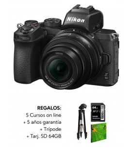 NIKON Z50 +16-50mm VR F3.5-6.3 + Kit: SDXC 64GB X1000  + TRIPODE + 5 CURSOS