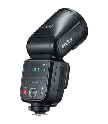 godox v100 nikon – flash de zapata ttl/hss con cabezal redondo y batería recargable