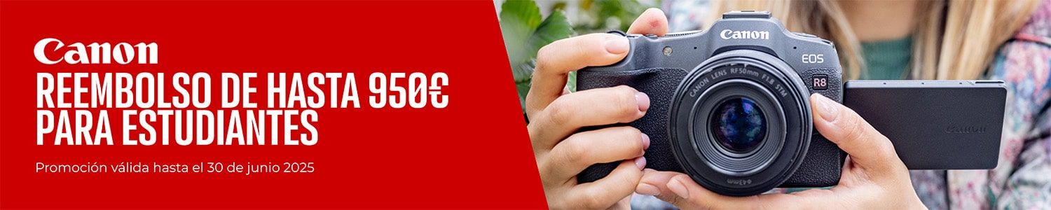 CASHBACK CANON PARA ESTUDIANTES. OBTÉN HASTA 950€ POR LA COMPRA DE 1 CÁMARA Y 2 OBJETIVOS